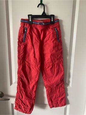 Mini Boden Bright Red Trouser Pants with Navy Zip Detail